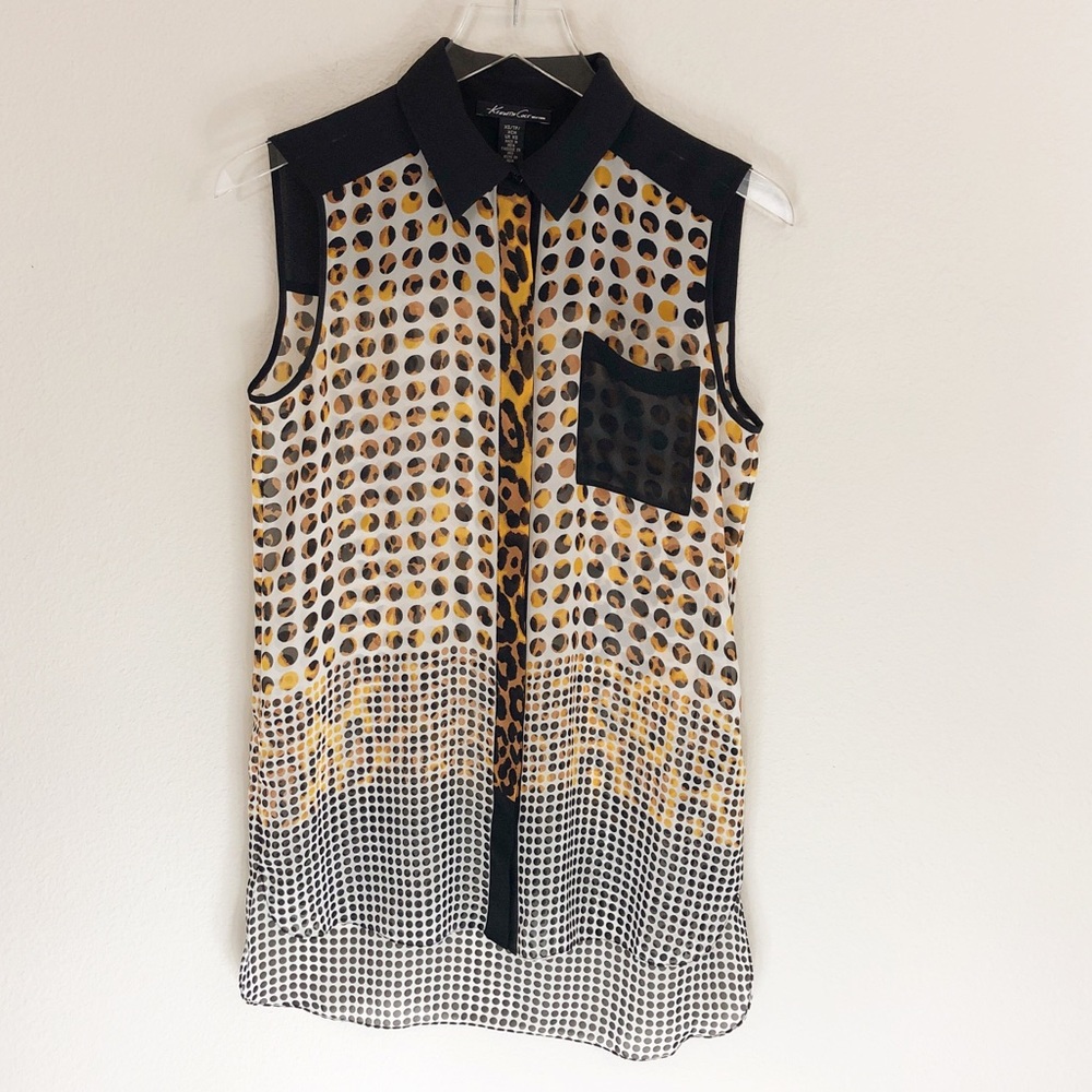 Kenneth Cole | High Low Sleeveless Leopard Top XS